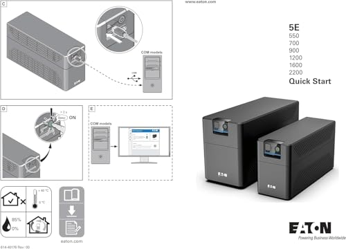 EATON Onduleur 5E G2 - Série E - USB BS - 900VA - Noir