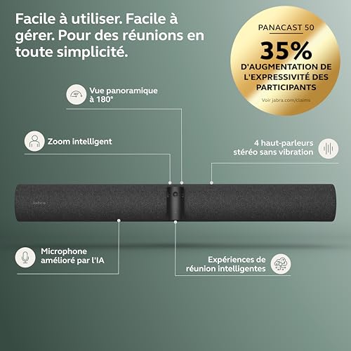 PanaCast 50 EMEA - Systeme de vidéoconférence de groupe - 4K Ultra HD - 30 ips - 6x - Noir