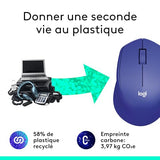 LOGITECH M330 SILENT PLUS Mouse 3 buttons wireless 2.4 GHz USB wireless receiver blue
