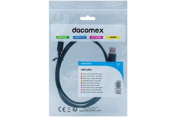 DACOMEX Sachet cordon USB 2.0 Type-A / micro USB B noir - 1 m