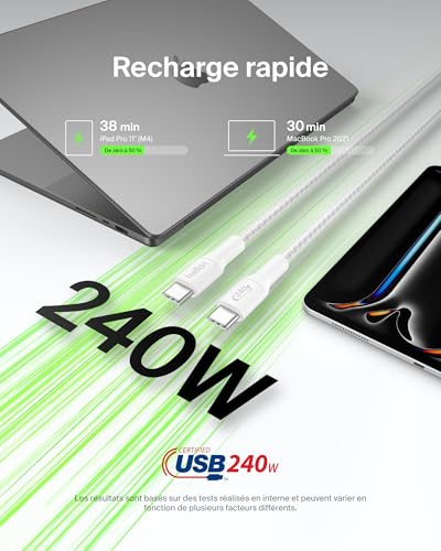 BELKIN USB-C TO USB-C 240W 2.0 BRAIDED PCR 2M WHITE