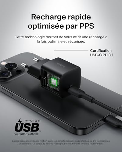 BELKIN 25W USBC PD WALL CHARGER WITH PPS BLACK