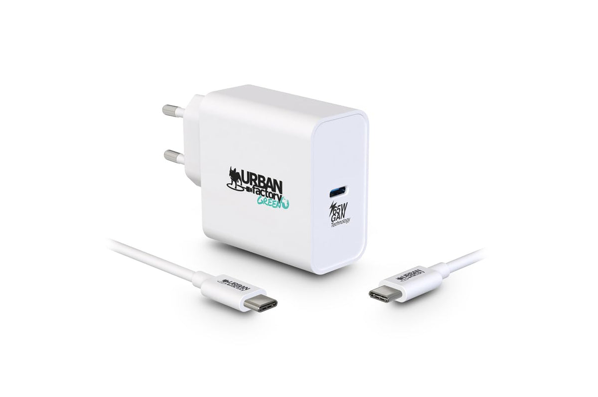 URBAN FACTORY Chargeur secteur GaN USB-C Eco-conçu 65W