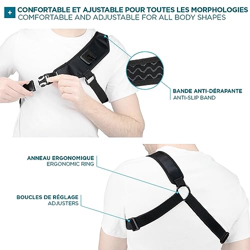 MOBILIS Bandoulière pectorale avec support universel appareil 5-7" - Noir