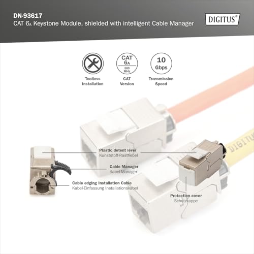 Module Keystone CAT 6A - blindé avec gestionnaire de câbles intelligent - Argent - Rj-45 - 19 g - Chine