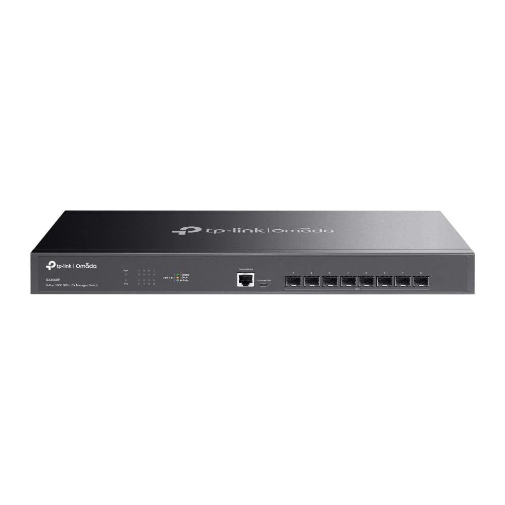 TP-LINK Omada 8-Port 10GE SFP+ L2+ Managed Switch 8x 10G SFP+ Slots RJ45/Micro-USB Console Port