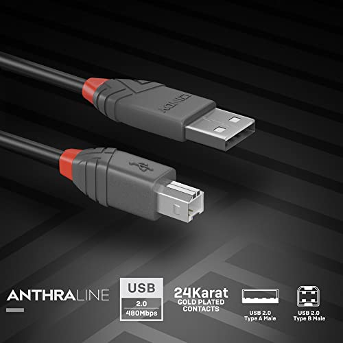 LINDY Câble USB 2.0 type A vers B Anthra Line 7.5m