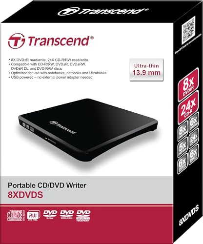 Lecteur/Graveur DVD Externe TRANSCEND TS8XDVDS 8x USB Noir