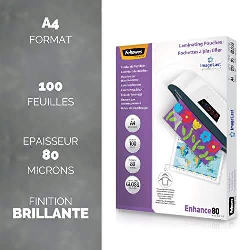 FELLOWES Pochettes ImageLast A4 80 microns - Pack de 100