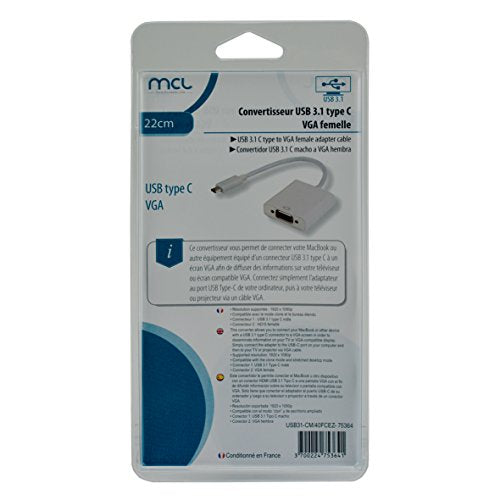 MCL Convertisseur USB 3.1 type C / VGA femelle - 22cm