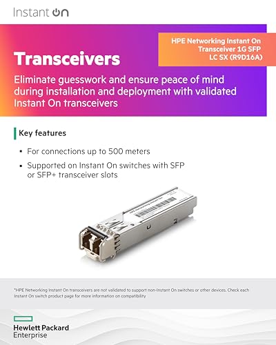 HPE Networking Instant On Module transmetteur transceiver SFP mini GBIC 1GbE 1000Base SX LC multi mode jusquà 500 m