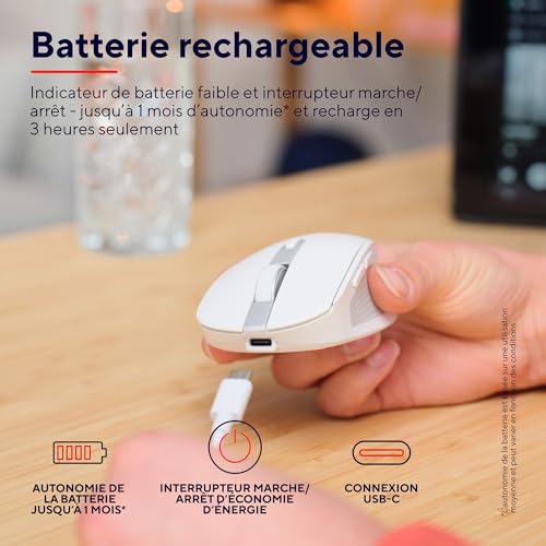 TRUST Souris sans fil OZAA Compact multi-connexion - Blanche