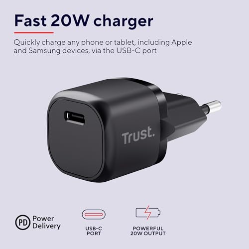 TRUST Maxo 20W Ultra-Compact USB-C PD Charger EU Black