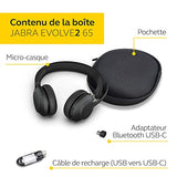 Jabra Evolve2 65, UC Stereo Casque Sans fil Arceau Bureau/Centre d'appels USB Type-C Bluetooth Noir
