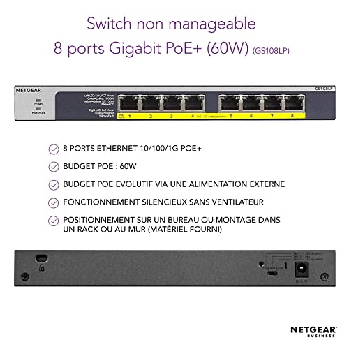 NETGEAR GS108LP SW 8 PORT GIGABIT PoE+