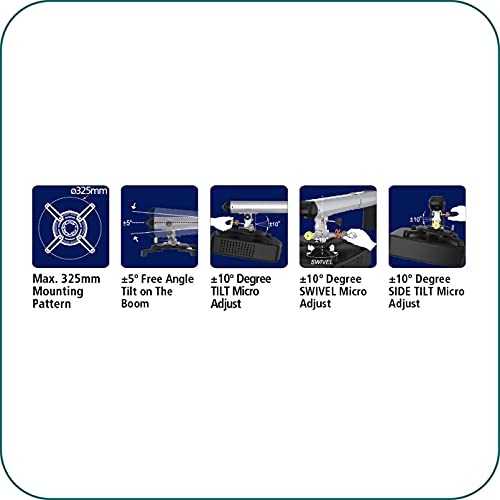 AAVARA Support vidéoprojecteur PB053 mural, bras de 310 à 540 mm, platine