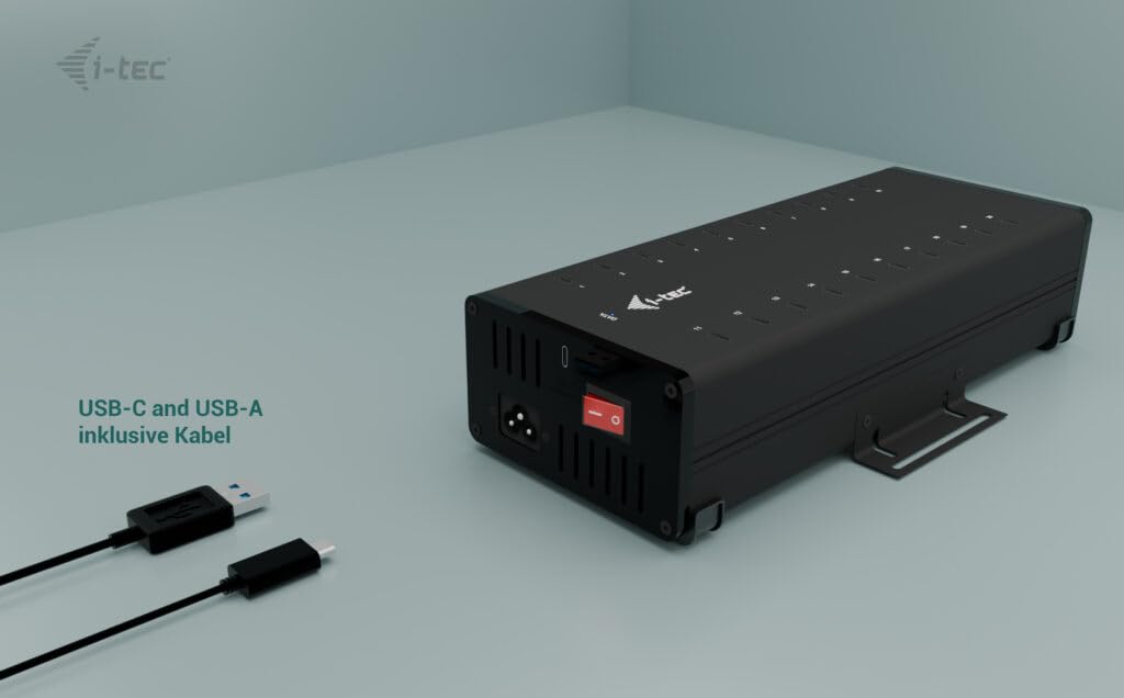 I-TEC USB-C/USB-A Metal Charging+Data HUB 15W per port 20x USB-C integrated power adapter 360W