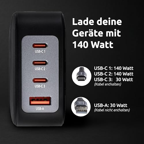 CHARGEUR SECTEUR USB TYPE C 140 W AVEC CORDON 2,0 M