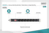 Digitus Bloc multiprise avec profilé en aluminium et interrupteur, prise électrique a contact de protection avec 7 sorties, connecteur a contact de pr