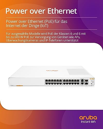HPE Aruba Instant On 1960 Smart 24G 2XT 2XF PoE+ 370W Switch