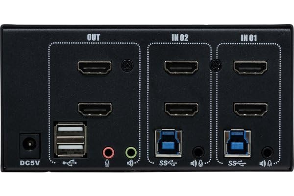 DEXLAN Switch KVM 2 ports double écran HDMI 4K@60 / USB 3.0 + câbles