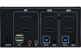 DEXLAN Switch KVM 2 ports double écran HDMI 4K@60 / USB 3.0 + câbles