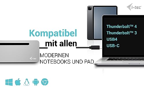 I-TEC USB-C Metal Ergonomic 4K 3x Display Docking Station with PD 100 W