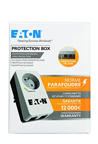 EATON Protection surtension - 4000 W - 1 sortie 220 - 250 V - Noir,Blanc (PB1TF)