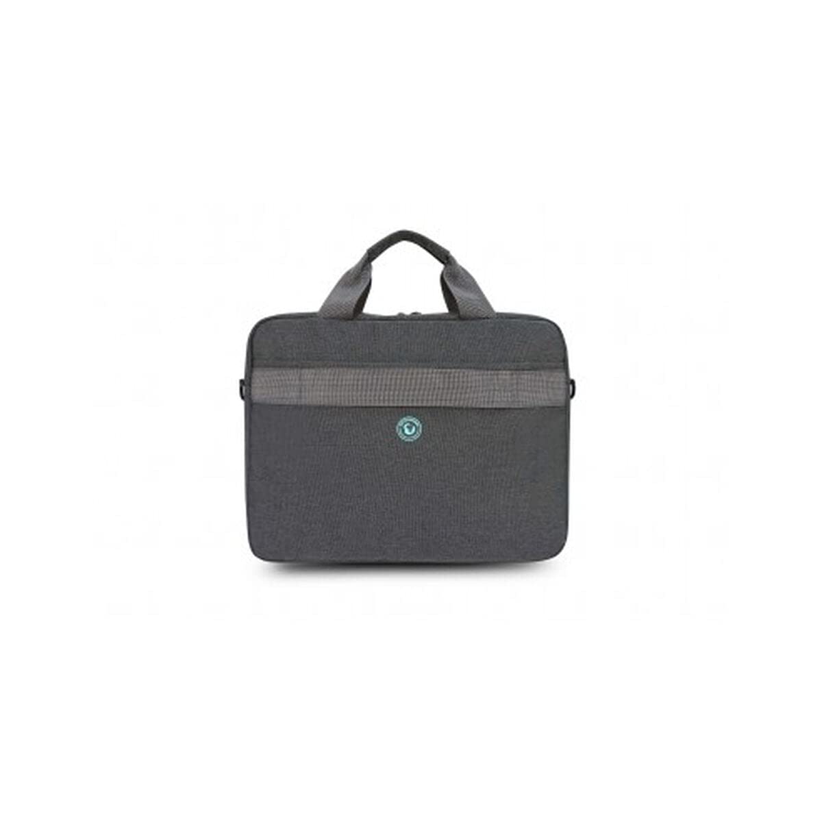 URBAN FACTORY Toploading bag made of recycled Nylon r-PET Reinforced notebook compartment Flat front pocket with zip Back patch