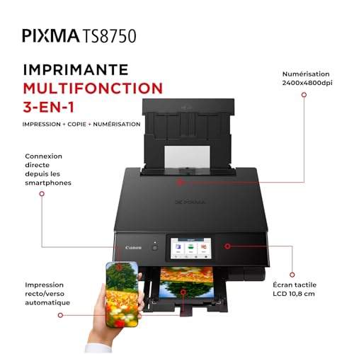 CANON PIXMA TS8750 MFP colour ink-jet A4 15 ipmprint 200 sheets USB 2.0 Wi-Fi black