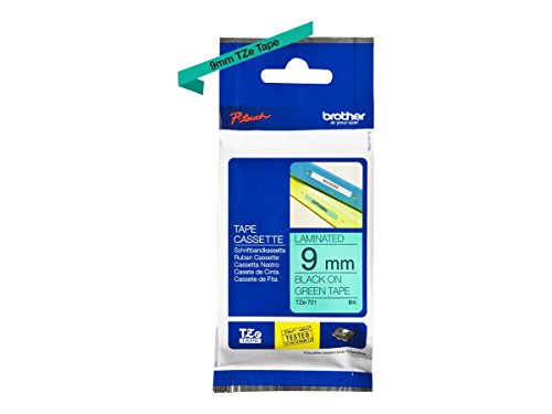 BROTHER P-TOUCH TZE-721 noir sur vert 9mm