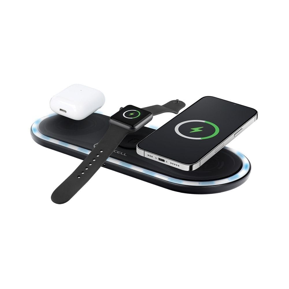 Forcell - Chargeur à Induction Rapide (3 en 1, 15W, Noir) Emballage Original