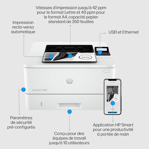 HP LaserJet Pro 4002dn Printer Mono Duplex laser A4 4800x600dpi 40ppm 350sheets USB LAN imprimante multifonction