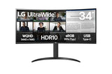 LG UltraWide 34WR55QK-B - Écran incurvé - 34i - 3440 x 1440 WQHD 100 Hz - VA - 300 cd/m2 - HDR10 - 5 ms - 2xHDMI -DP - USB-C