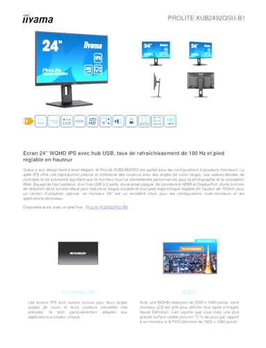 XUB2492QSU-B1 24" IPS-2560x1440@100Hz QH