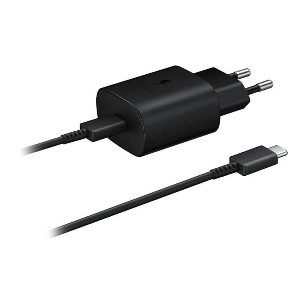 Samsung EP-TA800XBEGWW - Chargeur Secteur, Adaptateur USB Type C Fast Charge 25W & Câble USB Type C - Noir (Emballage Original)