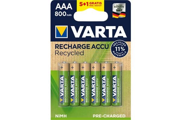 VARTA Piles rechargeables recyclées AAA 5 + 1 offerte