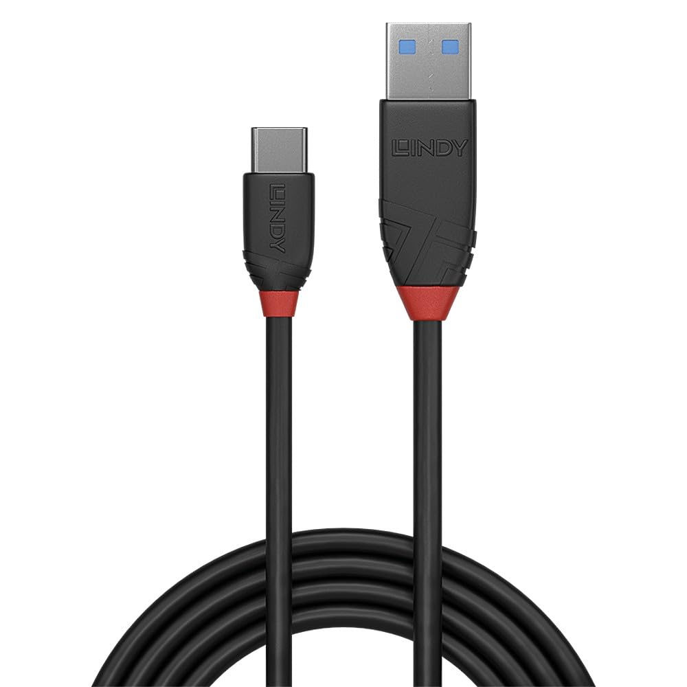 LINDY 1.5m USB 3.1 Type A to C Cable 3A Black Line
