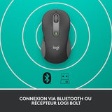 LOGITECH Signature M650 for Business Mouse optical 5 buttons wireless Bluetooth 2.4 GHz Bolt USB receiver graphite