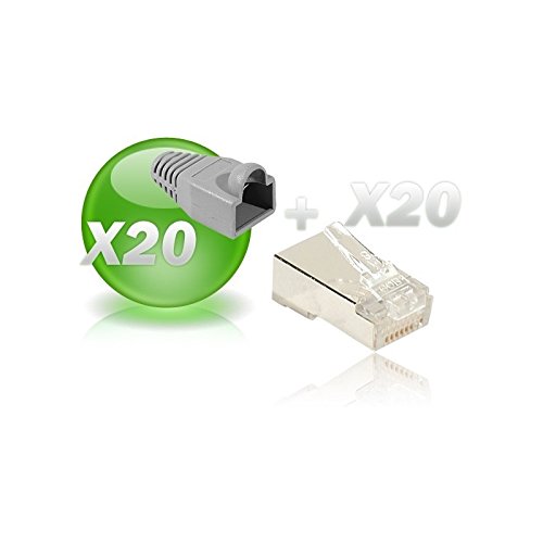 Lot de 20 connecteurs RJ45 CAT. 5e blindé + 20 manchons