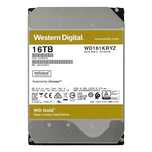 WD Gold 16To HDD 7200rpm 6Gb/s sATA 512Mo cache 3.5p intern RoHS compliant Enterprise Bulk
