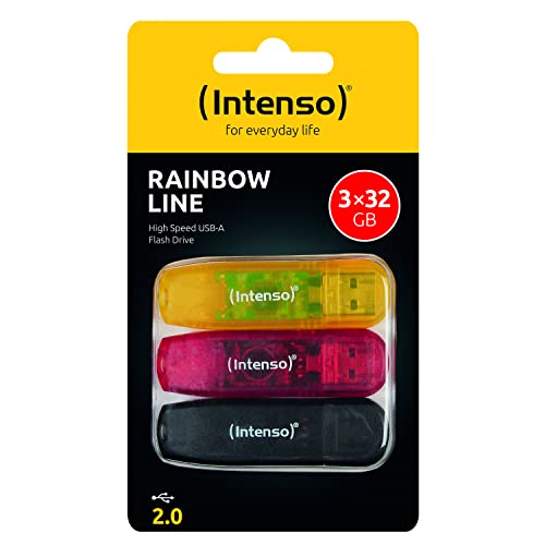 INTENSO Clé USB 2.0 Rainbow Line - Pack de 3 x 32 Go