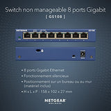 NETGEAR SWITCH 8 PORTS 10/100/1000 MBPS VERSION BOITIER METAL NON MANAGEABLE - NON RACKABLE