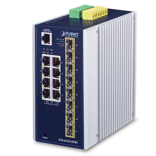 Switch.Indus IP30 L3, 8 x 10/1 00/1000TX, 8 x SFP (-40º+75º)