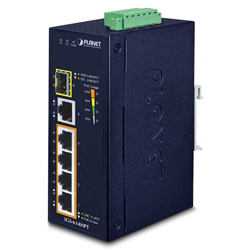 PLANET IGS-614HPT commutateur réseau Non-géré Gigabit Ethernet (10/100/1000) Connexion Ethernet, supportant l'alimentation via ce port (PoE) Bleu