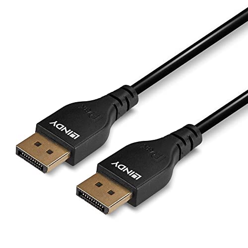 LINDY 1m DisplayPort 1.4 Cable Slim DP male to DP male connector
