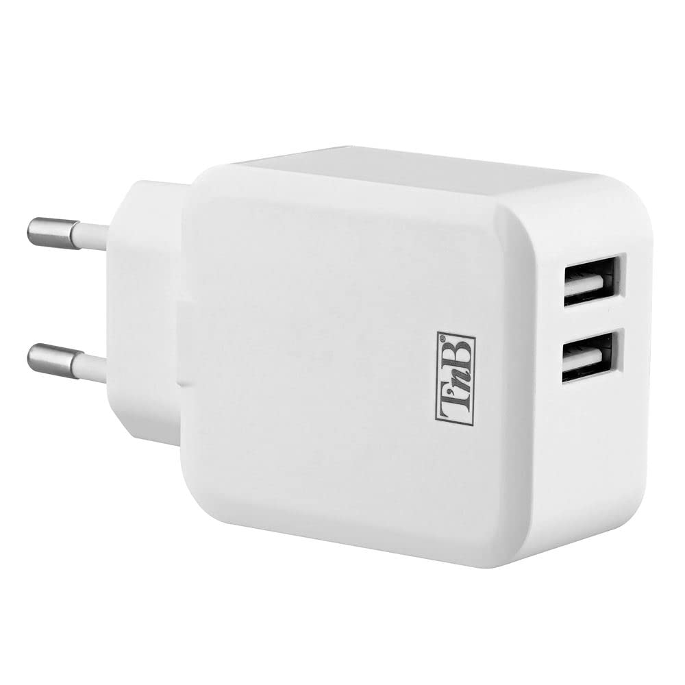 TNB 4.8A Mains 2 USB Charger White