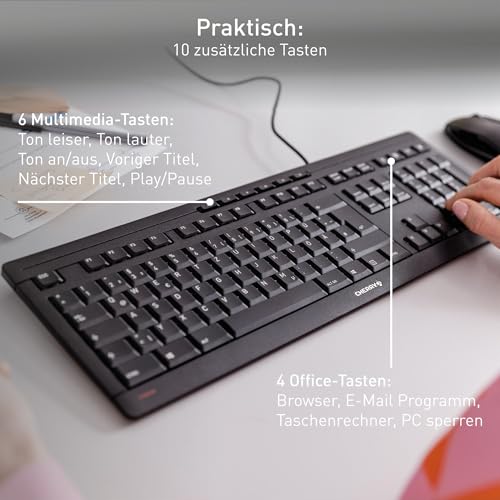 CHERRY Clavier STREAM KEYBOARD USB noir QWERTZ (DE)