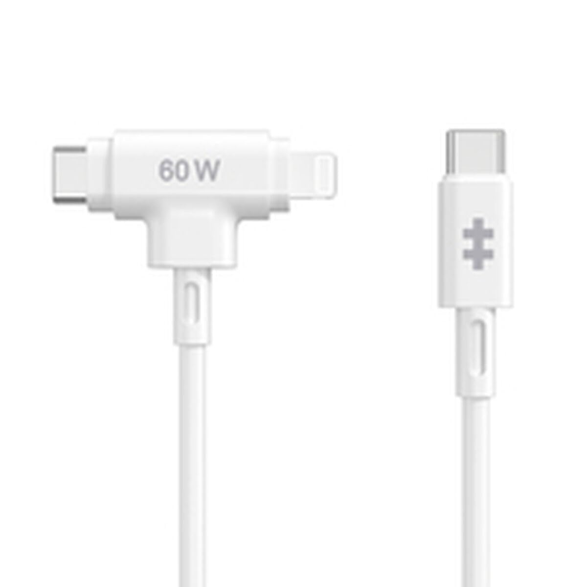 TARGUS Hyper HyperJuice Silicone USB-C to USB-C and Lightning Hybrid 60W Cable - White