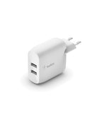 BELKIN BOOST CHARGE 24w 12w X2 USB-A Dual Wall Charger White